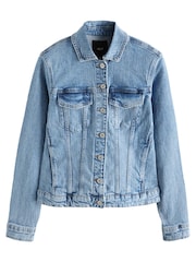 Mid Blue Fitted Denim Jacket - Image 6 of 8