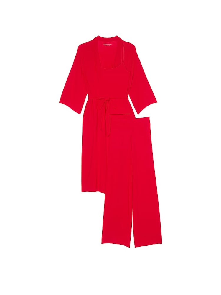 Victoria's Secret Lipstick Red Modal Soft 3-Piece Pyjama Set - Image 3 of 3 Victoria's Secret Lipstick Red Modal Soft 3-Piece Pyjama Set - Image 3 of 3