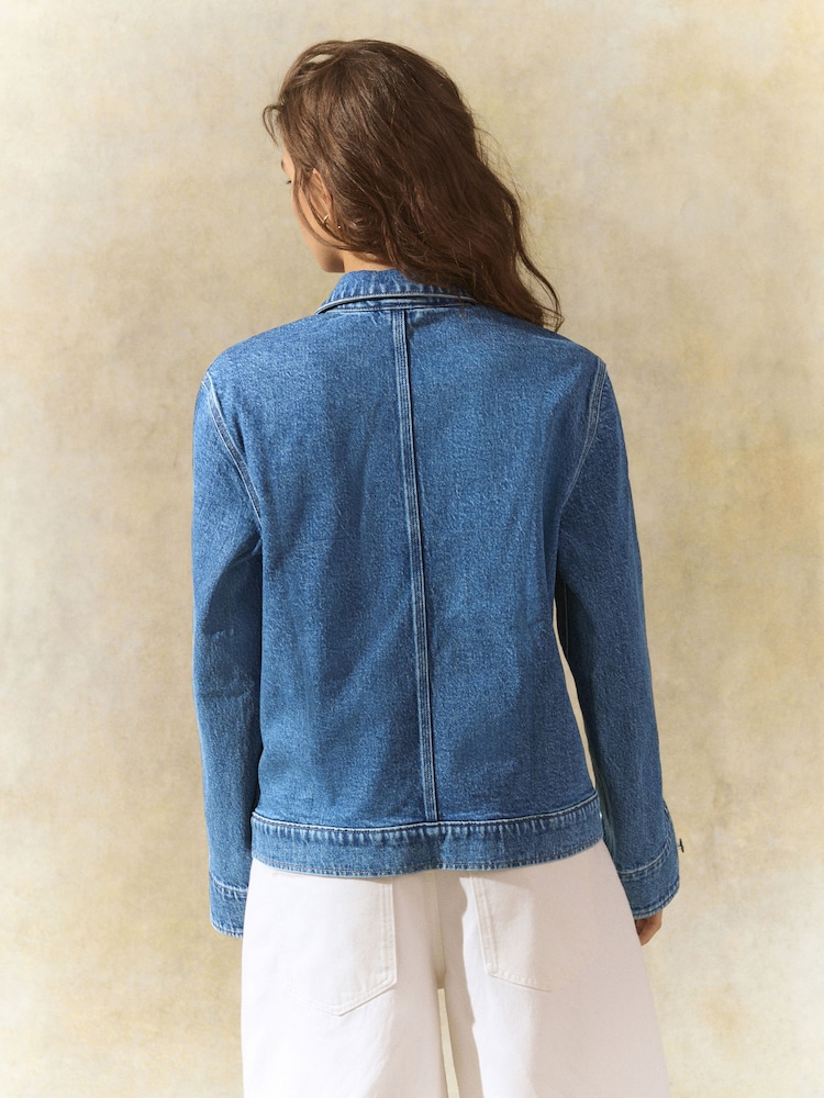 Mid Blue Denim Worker Jacket - Image 2 of 7