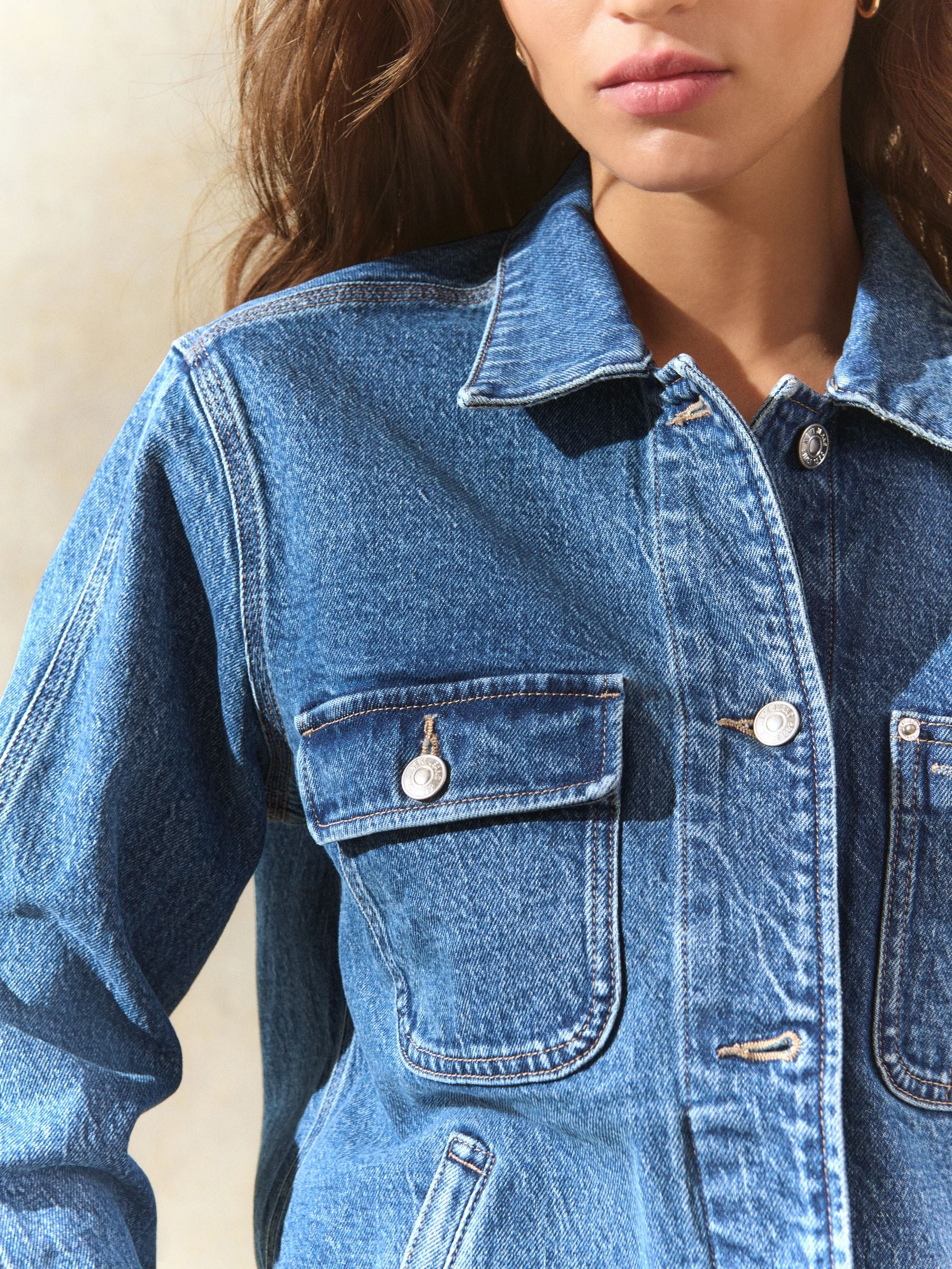 Buy Mid Blue Denim Worker Jacket from Next USA