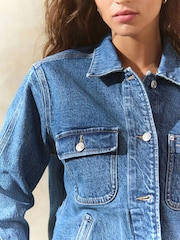 Mid Blue Denim Worker Jacket - Image 4 of 7