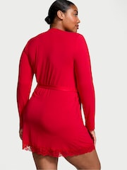 Victoria's Secret Lipstick Red Modal Lace Trim Robe - Image 2 of 3