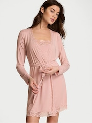 Victoria's Secret Pink Zinc Modal Lace Trim Robe - Image 1 of 4