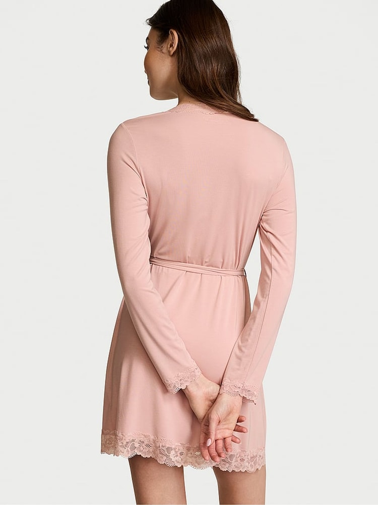 Victoria's Secret Pink Zinc Modal Lace Trim Robe - Image 2 of 4