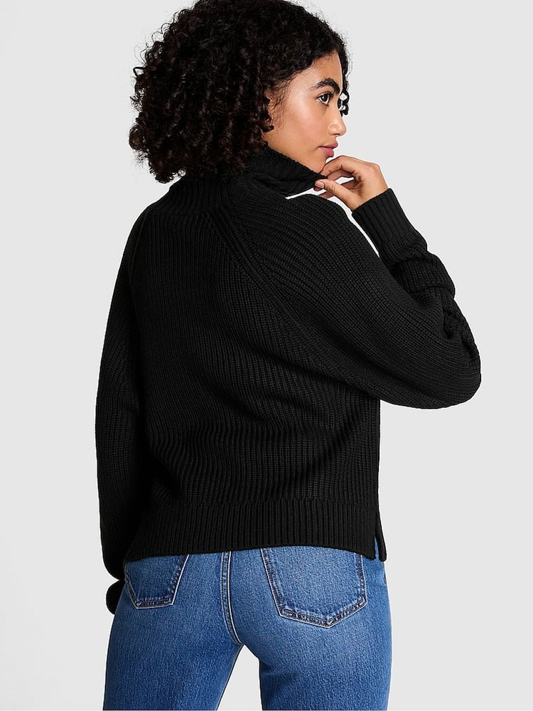 Victoria's Secret PINK Black Turtleneck Knitted Jumper - Image 2 of 4