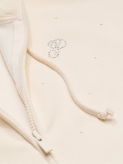 Victoria's Secret PINK White Shell Zip Up Diamante Fleece Hoodie - Image 4 of 4