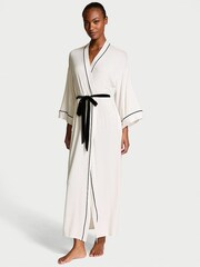 Victoria's Secret Coconut White Modal Soft Velvet Trim Maxi Robe - Image 1 of 3
