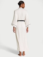 Victoria's Secret Coconut White Modal Soft Velvet Trim Maxi Robe - Image 2 of 3