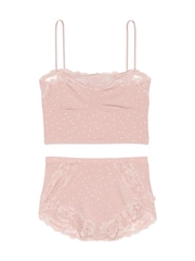 Victoria's Secret Pink Zinc Foil Heart Dot Modal Straight Neck Cami Pyjama Set - Image 3 of 3
