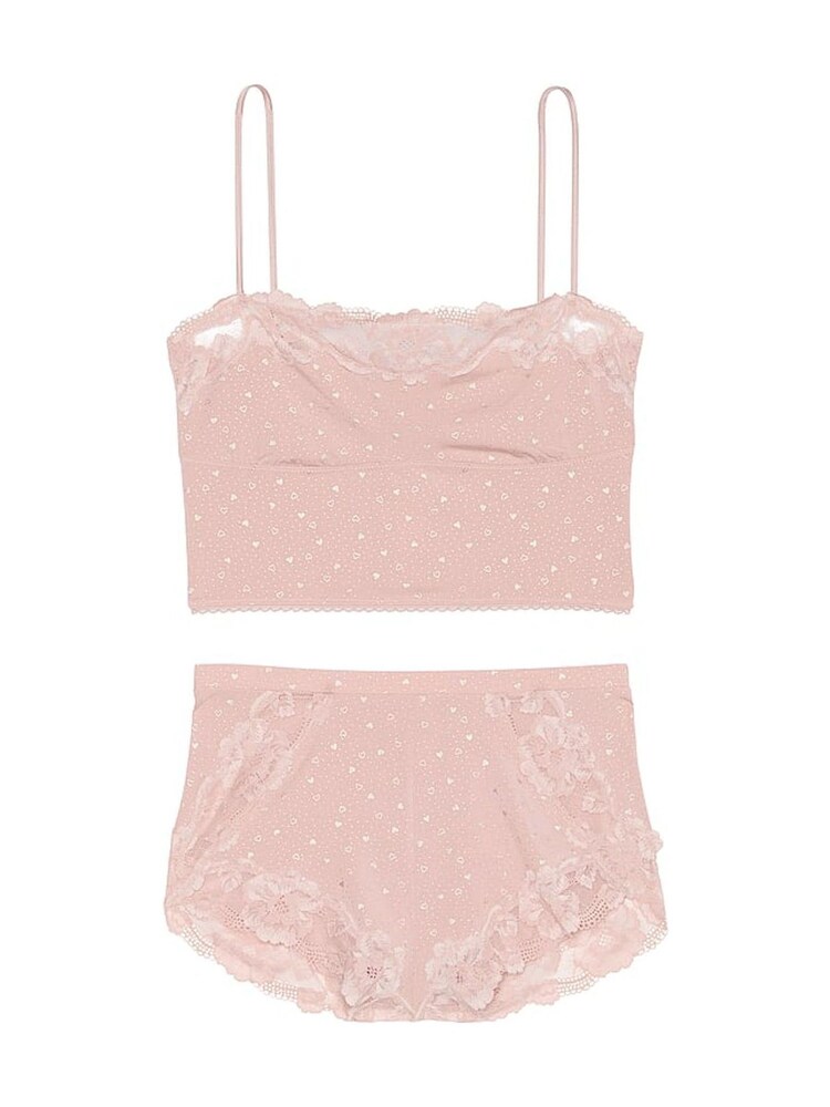 Victoria's Secret Pink Zinc Foil Heart Dot Modal Straight Neck Cami Pyjama Set - Image 3 of 3