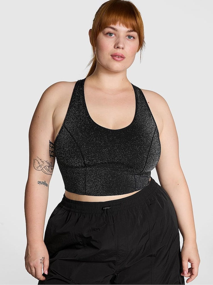 Victoria's Secret PINK Black Shine Sports Bra - Image 1 of 3