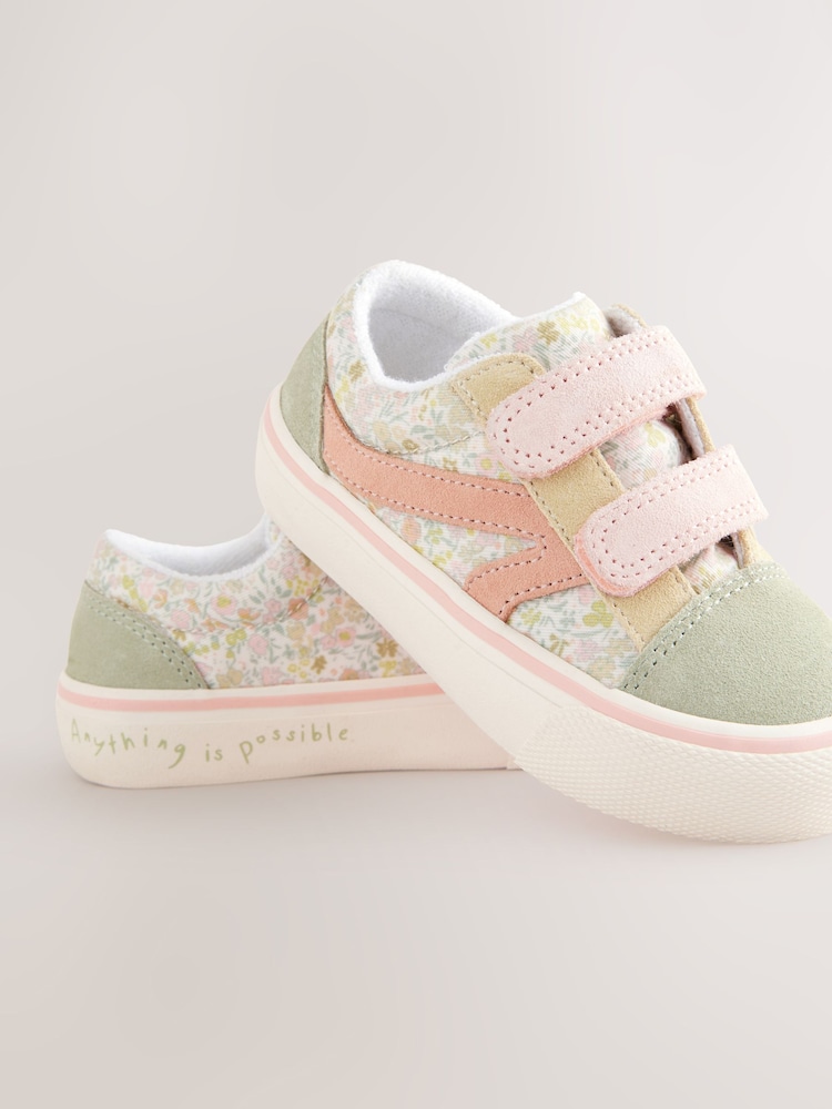 Sage Green Floral Standard Fit (F) Touch Fastening Trainers - Image 5 of 6