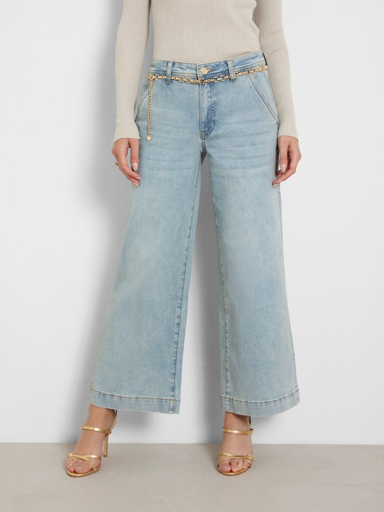 Guess JEANS Blugi Lejer Albastru Zoya Wide Leg - Imaginea 1 din 4