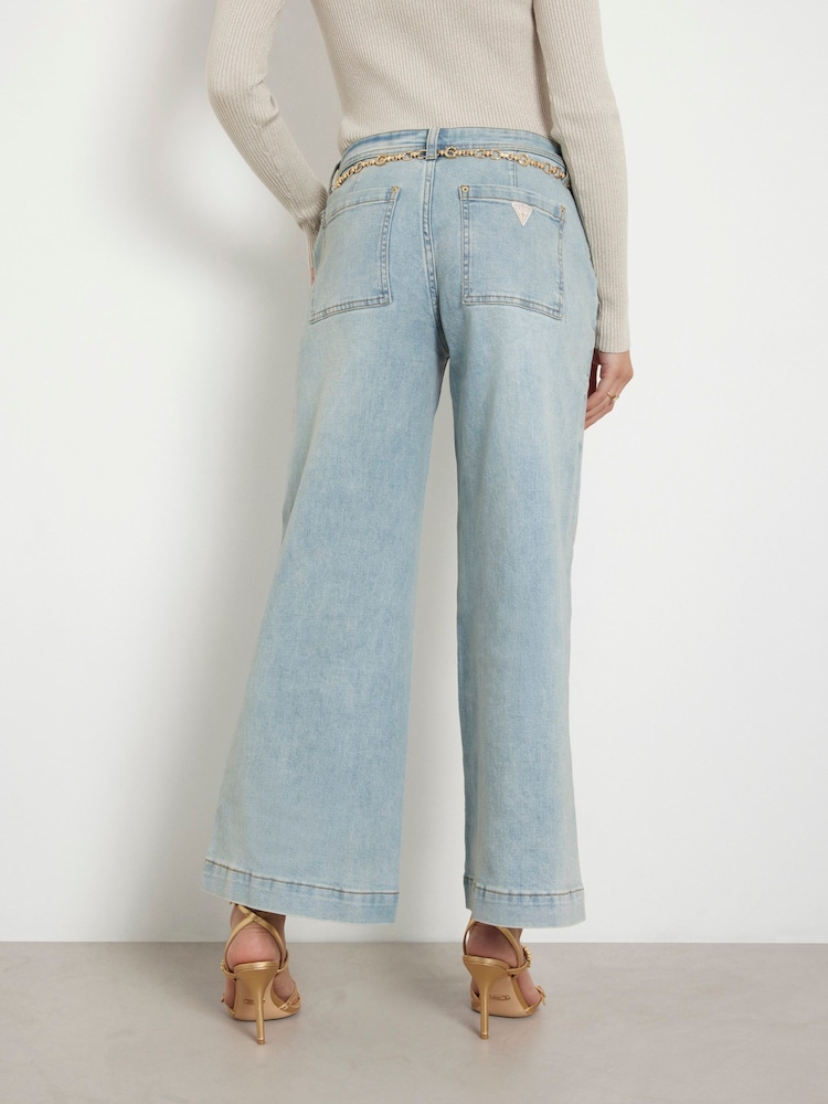 Guess JEANS Blugi Lejer Albastru Zoya Wide Leg - Imaginea 2 din 4
