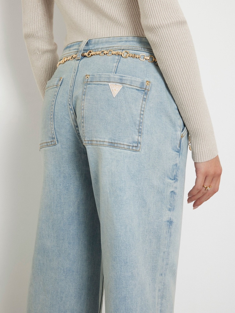 Guess JEANS Blugi Lejer Albastru Zoya Wide Leg - Imaginea 4 din 4