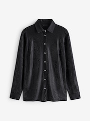 Guess Eliana Shiny Diamante Long Sleeve Shirt - Image 1 of 1