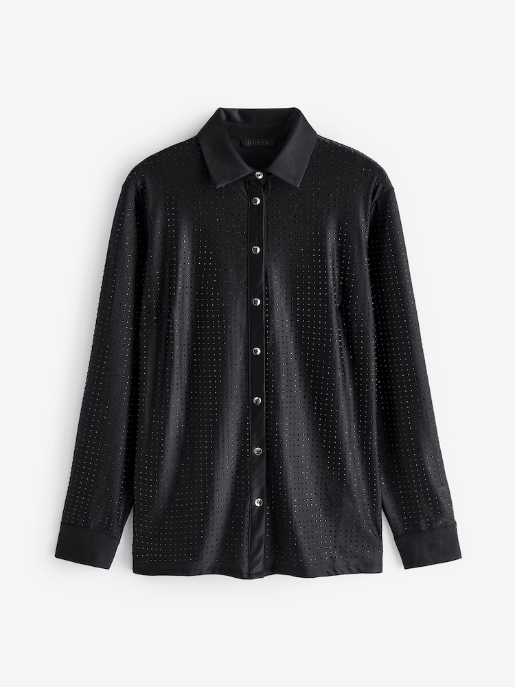 Guess Eliana Shiny Diamante Long Sleeve Shirt - Image 1 of 1