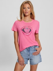 Guess Pink Berry Lips Graphic T-Shirt - Image 1 of 4