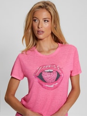 Guess Pink Berry Lips Graphic T-Shirt - Image 3 of 4