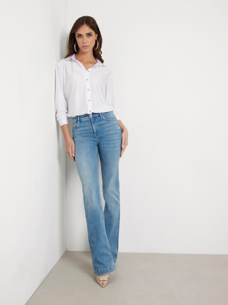 Guess Eliana Shiny Diamante Long Sleeve Shirt - Image 2 of 4