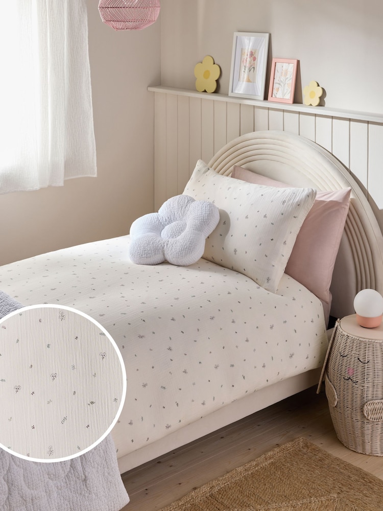 Crinkle Muslin 100% Cotton Duvet Cover and Pillowcase Set - Image 1 of 6