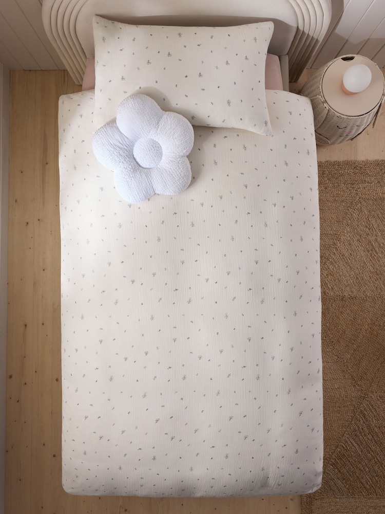 Crinkle Muslin 100% Cotton Duvet Cover and Pillowcase Set - Image 2 of 6