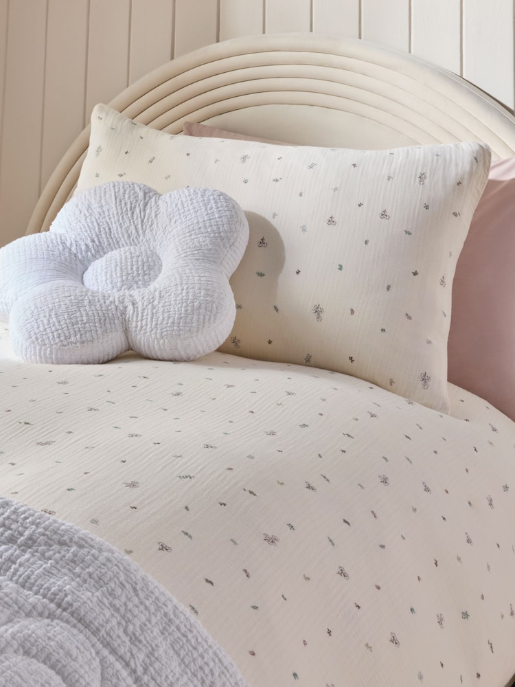 Cotton Stem Crinkle Muslin 100% Cotton Duvet Cover and Pillowcase Set - Image 3 of 6