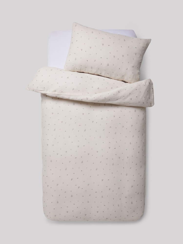 Cotton Stem Crinkle Muslin 100% Cotton Duvet Cover and Pillowcase Set - Image 4 of 6