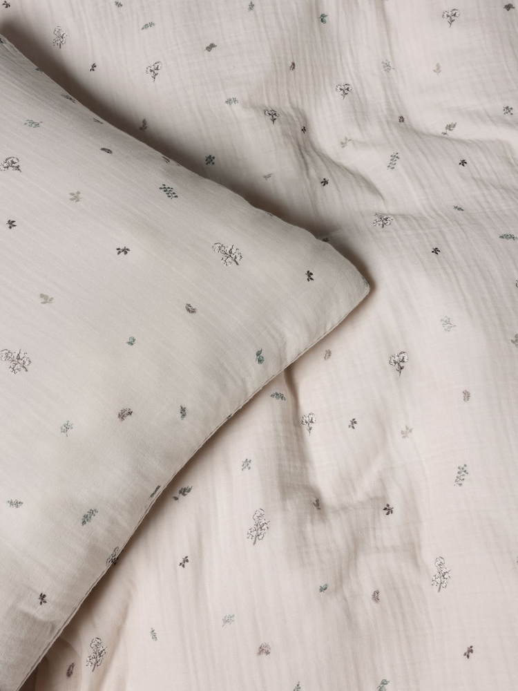 Cotton Stem Crinkle Muslin 100% Cotton Duvet Cover and Pillowcase Set - Image 5 of 6