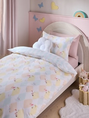 Unicorn Harlequin Printed Polycotton Duvet Cover and Pillowcase Bedding Set - Image 1 of 9