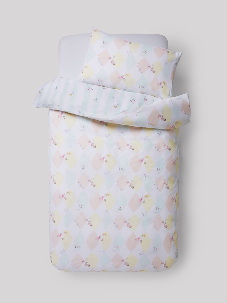 Unicorn Harlequin Printed Polycotton Duvet Cover and Pillowcase Bedding Set - Image 7 of 9