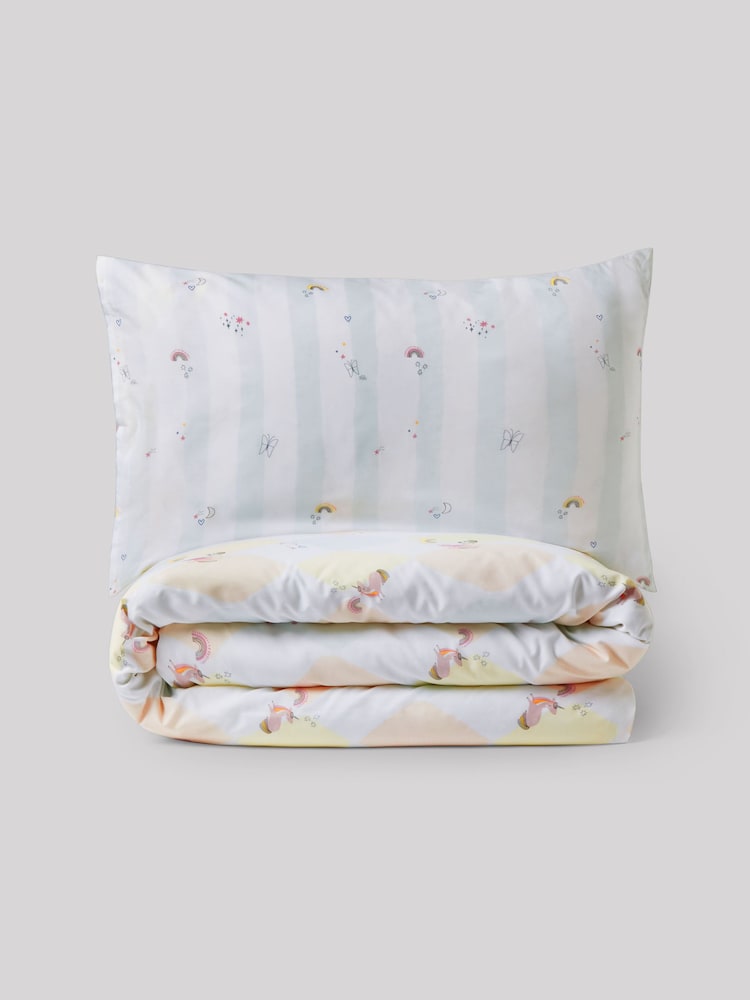 Unicorn Harlequin Printed Polycotton Duvet Cover and Pillowcase Bedding Set - Image 8 of 9