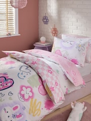 2 Pack Flower/Heart Character Icons Duvet Cover and Pillowcase Set - Image 1 of 6