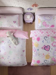 2 Pack Flower/Heart Character Icons Duvet Cover and Pillowcase Set - Image 3 of 6