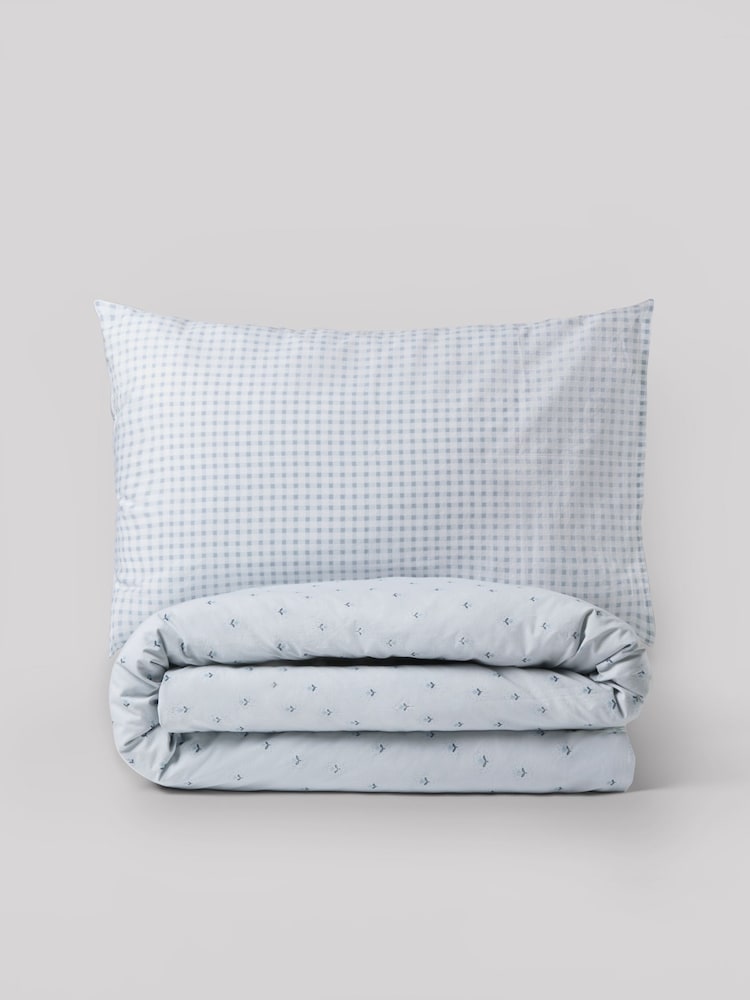 Blue Ditsy Supersoft 100% Cotton Percale 200 Thread Count Duvet Cover and Pillow Case Set - Image 2 of 9
