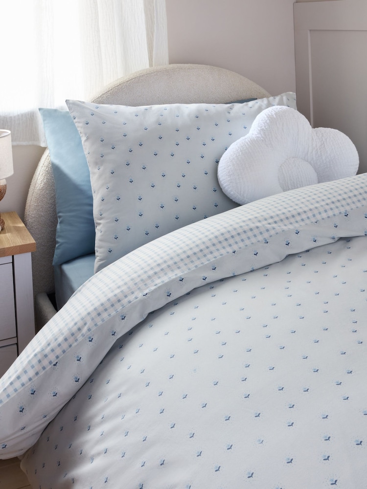 Blue Ditsy Supersoft 100% Cotton Percale 200 Thread Count Duvet Cover and Pillow Case Set - Image 3 of 9