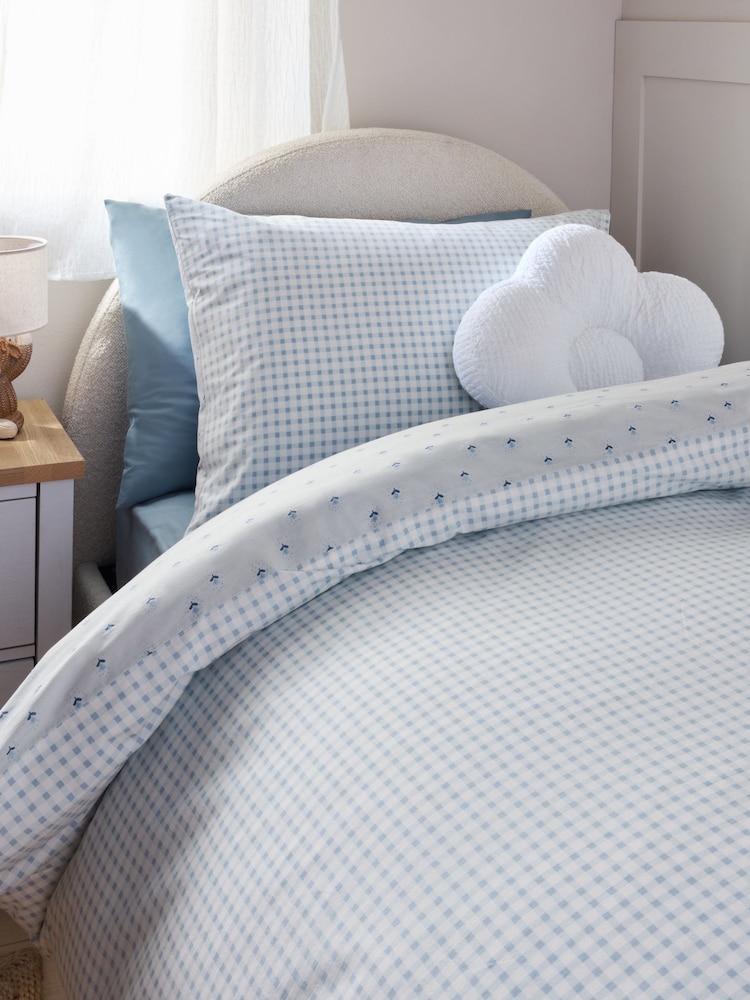 Blue Ditsy Supersoft 100% Cotton Percale 200 Thread Count Duvet Cover and Pillow Case Set - Image 4 of 9