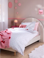 Red Cherry Poms Printed Polycotton Duvet Cover and Pillowcase Bedding Set - Image 2 of 9