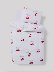 Red Cherry Poms Printed Polycotton Duvet Cover and Pillowcase Bedding Set - Image 7 of 9