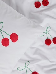 Red Cherry Poms Printed Polycotton Duvet Cover and Pillowcase Bedding Set - Image 9 of 9