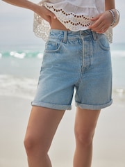 Bleach Bleach Relaxed Turn Up 100% Cotton Denim Shorts - Image 3 of 8