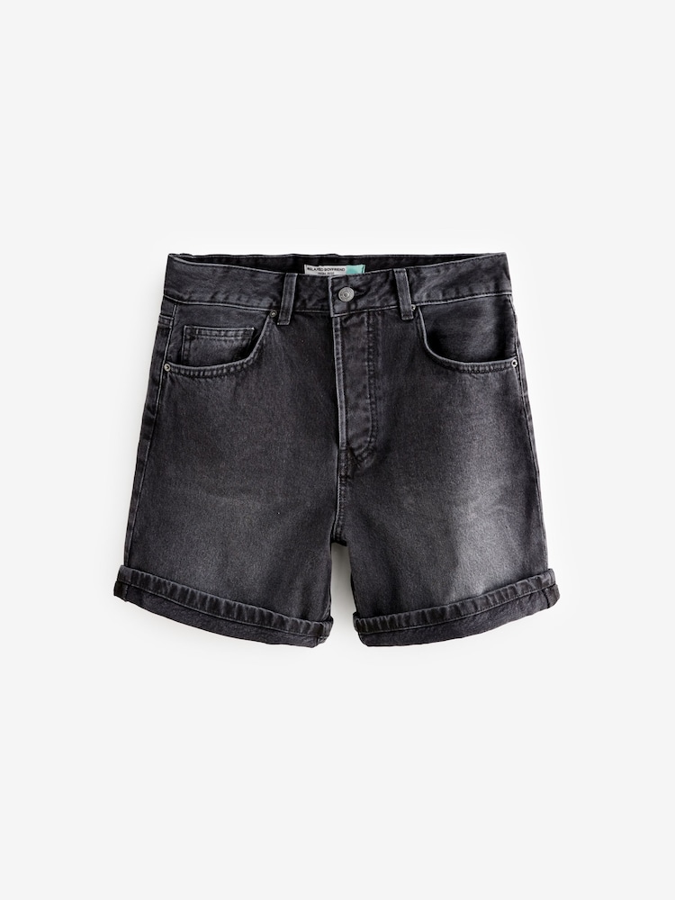 Noir - Short en jean décontracté Bleach Turn Up 100% coton - Image 5 of 7