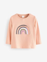 Multi Long Sleeve 100% Cotton Rainbow T-Shirts 2 Pack - Image 2 of 3