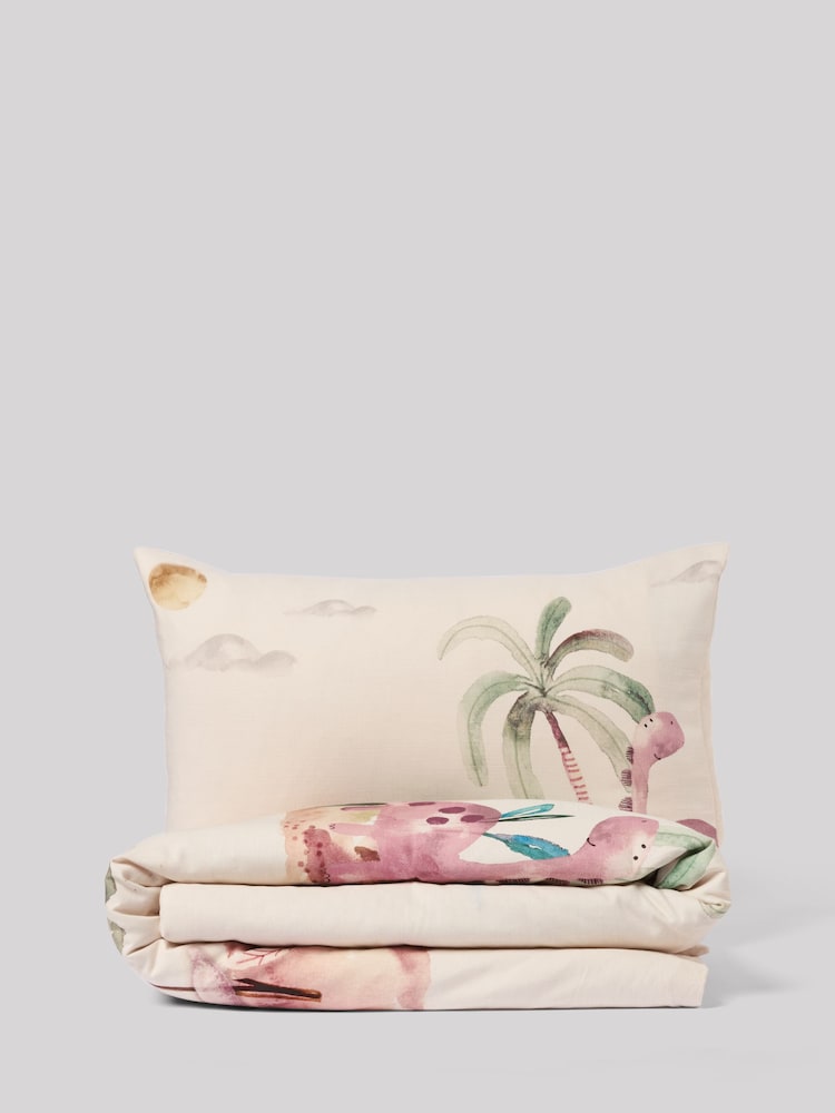 Natural Dinosaurs 100% Cotton Textured Printed Duvet Cover and Pillowcase Set - Image 4 of 5