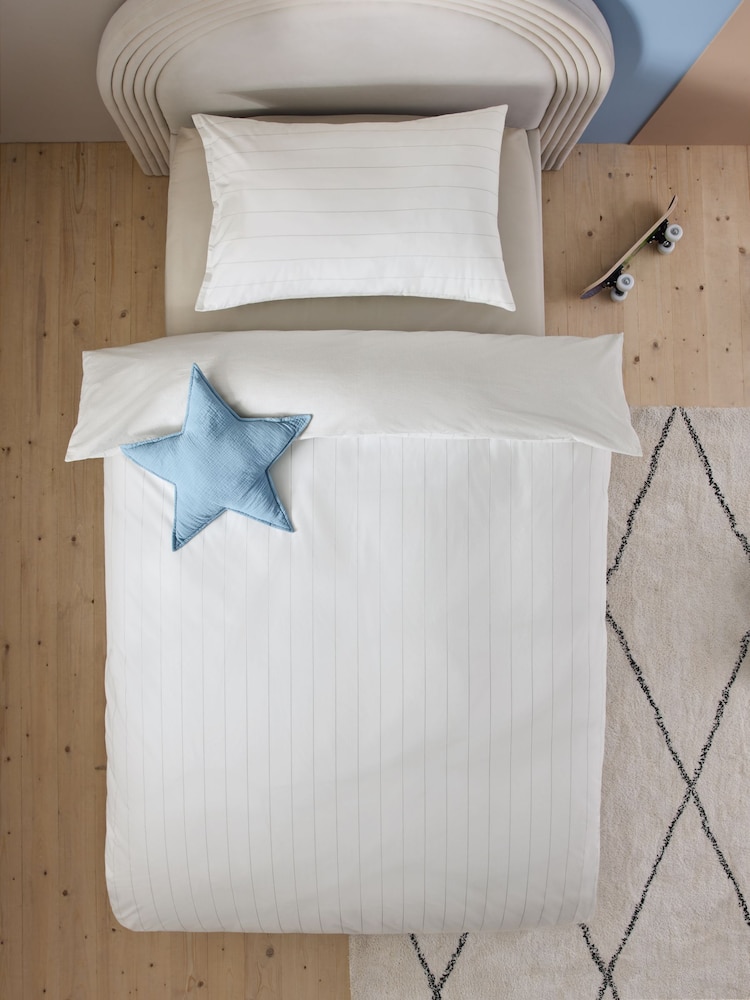 Stripe Supersoft 100% Cotton Percale 200 Thread Count Duvet Cover and Pillow Case Set - Image 4 of 7