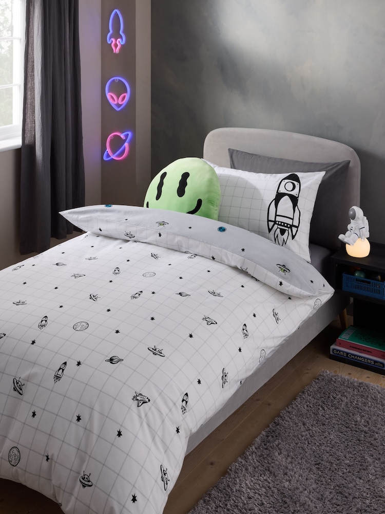 Spaceships Supersoft 100% Cotton Percale 200 Thread Count Duvet Cover and Pillow Case Set - Image 1 of 9