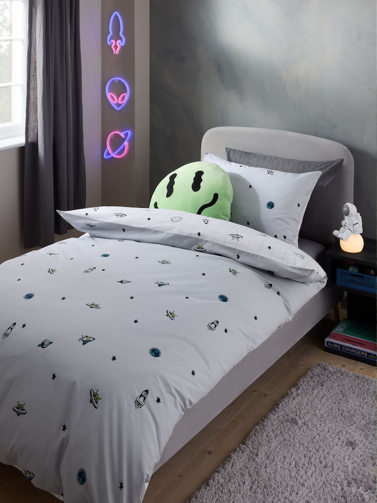 Spaceships Supersoft 100% Cotton Percale 200 Thread Count Duvet Cover and Pillow Case Set - Image 3 of 9