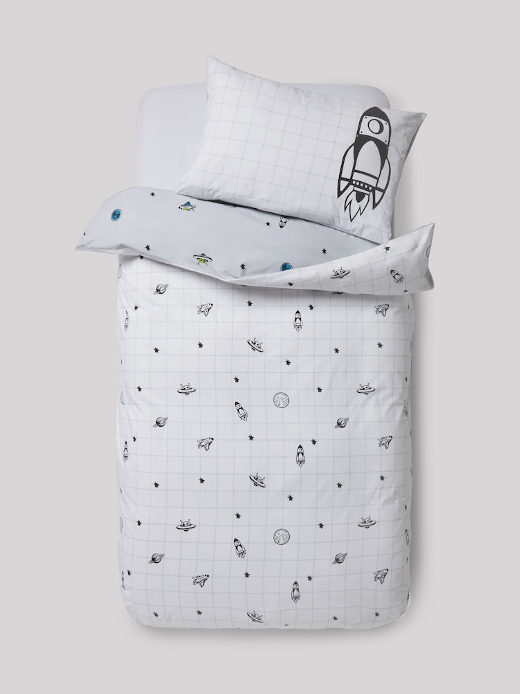 Spaceships Supersoft 100% Cotton Percale 200 Thread Count Duvet Cover and Pillow Case Set - Image 7 of 9