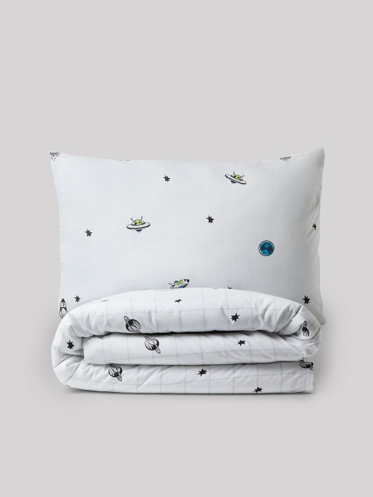 Spaceships Supersoft 100% Cotton Percale 200 Thread Count Duvet Cover and Pillow Case Set - Image 8 of 9