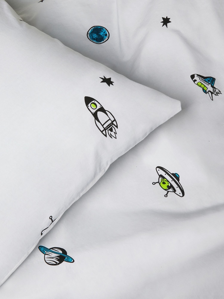Spaceships Supersoft 100% Cotton Percale 200 Thread Count Duvet Cover and Pillow Case Set - Image 9 of 9